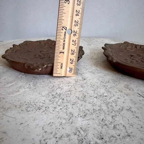 Lot of 2 Vintage 70s Womens Brown Midcentury Ceramic Carved Wall Plaque Decor Sm - Picture 9 of 11